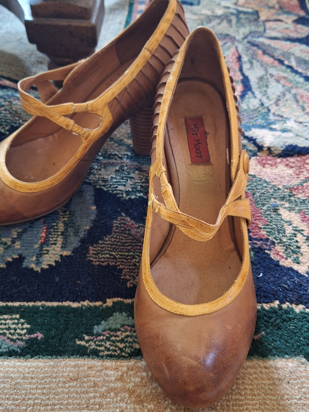 Miz Mooz Vintage-Inspired Mary Jane Heels in Mustard Yellow